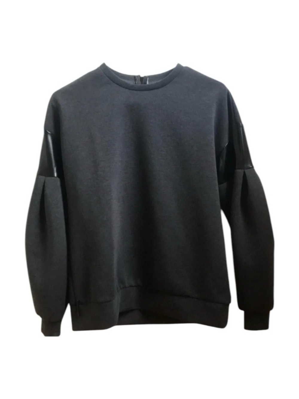 4/$25 KIDICHIC Girls Gray Long Sleeve Blouse Faux Leather Sleeve Detail Size 20